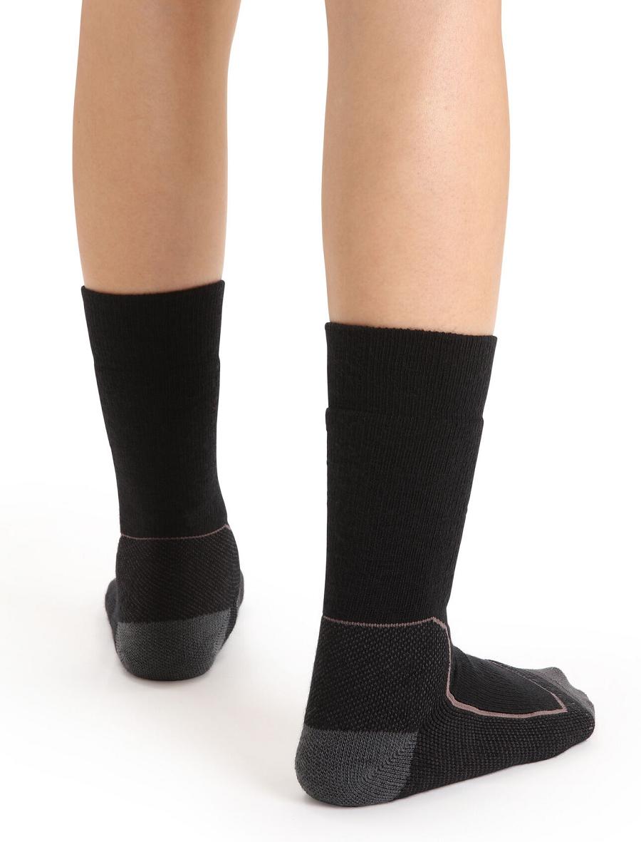 Black / Monsoon Icebreaker Merino Hike+ Medium Crew Women's Socks | AU 1432FDNM